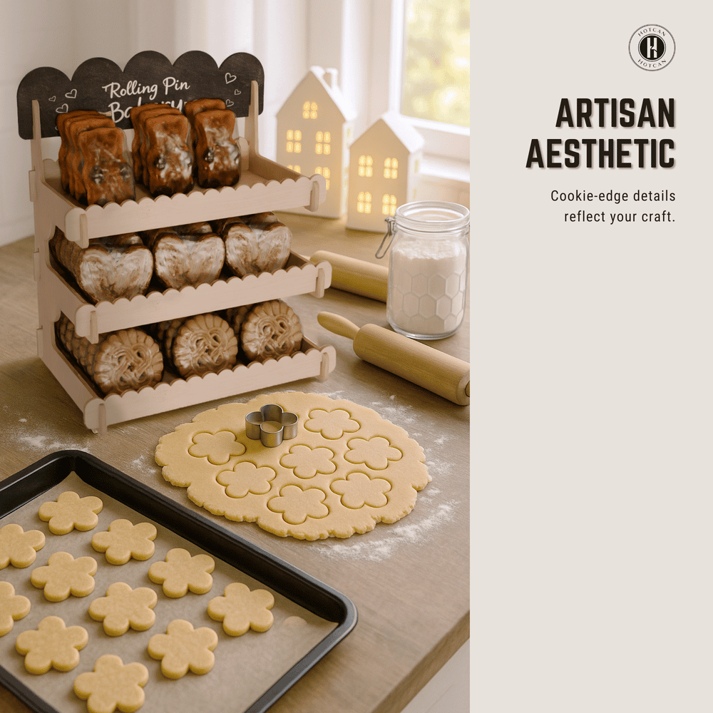 Cookie Display Stand for Bakers & Vendors - Wooden Cookie Stand with Chalkboard Sign for Market Booths, Craft Fairs & Events - Tiered Cookie Display for Cupcakes, Muffins & Pastries
