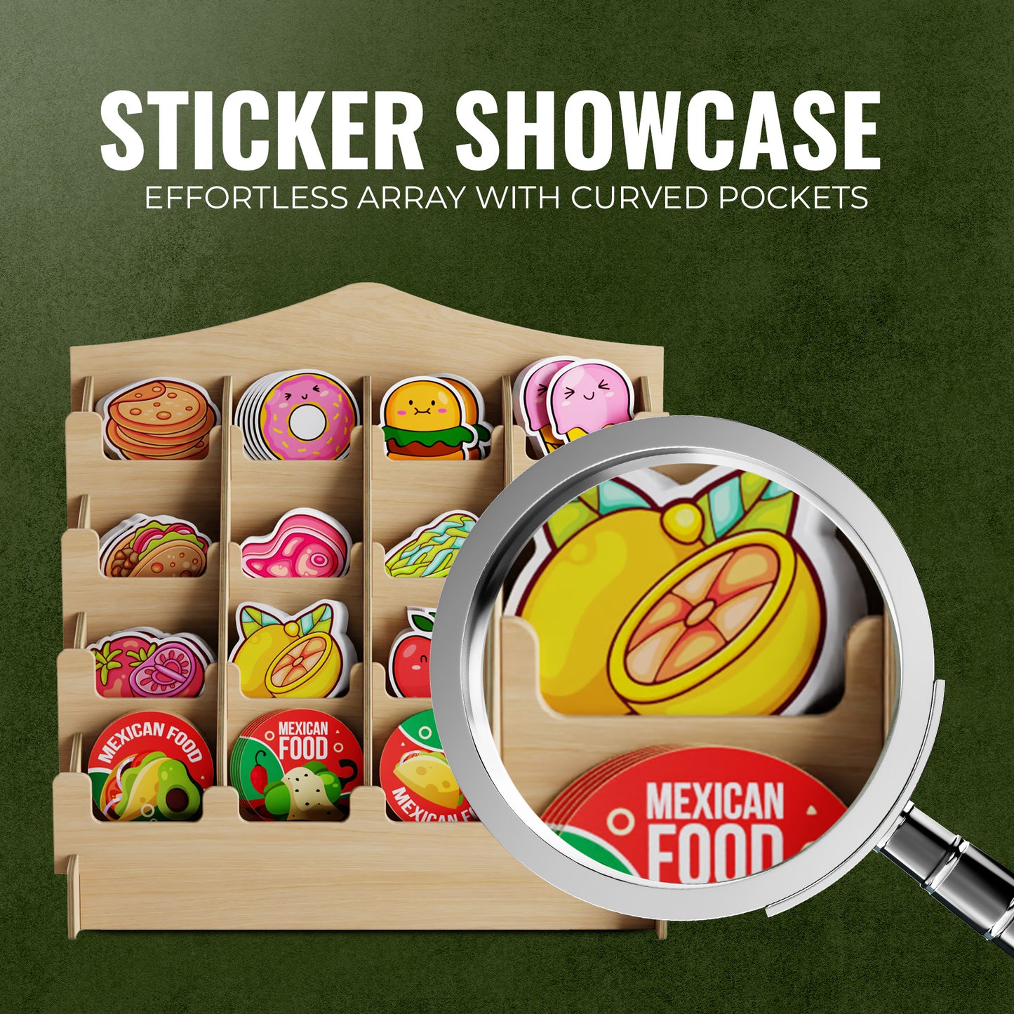 HOTCAN Sticker Display Stand with 16 Curved Pockets - Brochure Holder with Customizable Space - On the Go Display Stands for Vendor Events - Ideal for Small Business Vendors - Lifetime Assurance