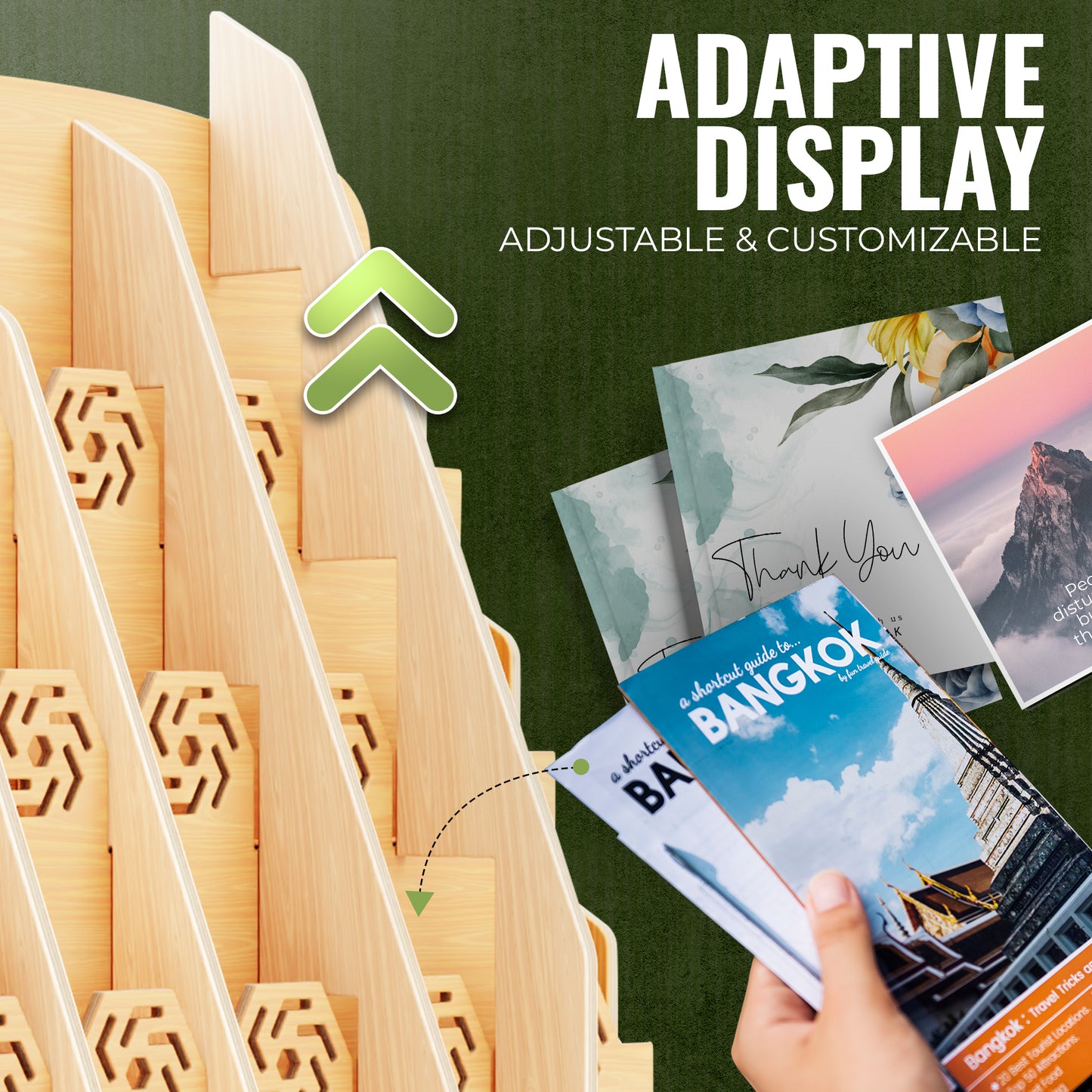Bookmark Display Stand for Vendors – Wooden Bookmark Holder Display with Customizable Space, Mobile-Friendly Design – Versatile Holder for Craft Fairs, Vendor Booths, and Shops, 16 Pocket