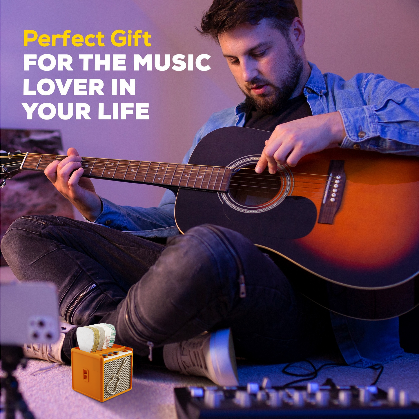 Guitar Pick Display Holder - Stylish Organizer for Music Enthusiasts and Musicians (Orange)