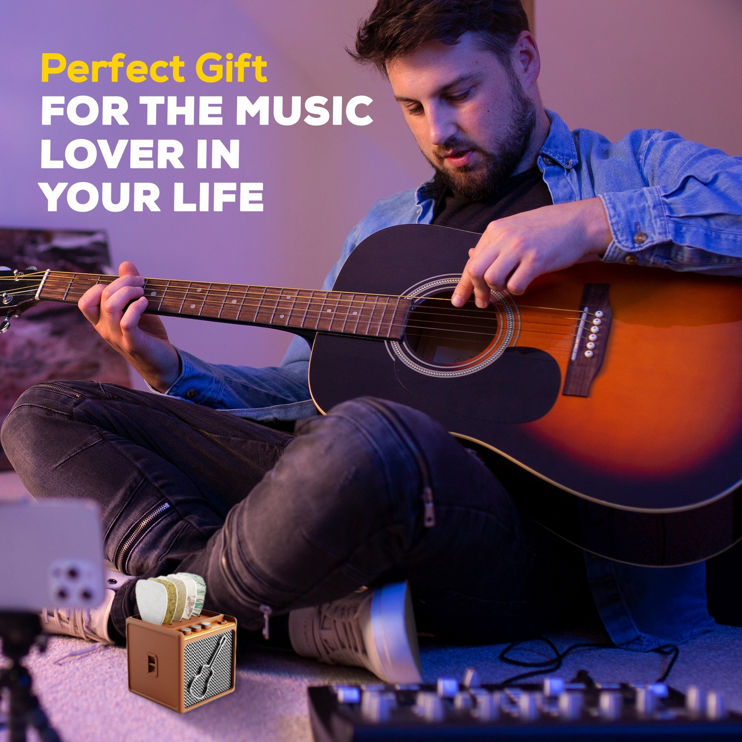 Guitar Pick Display Holder - Stylish Organizer for Music Enthusiasts and Musicians (Brown)