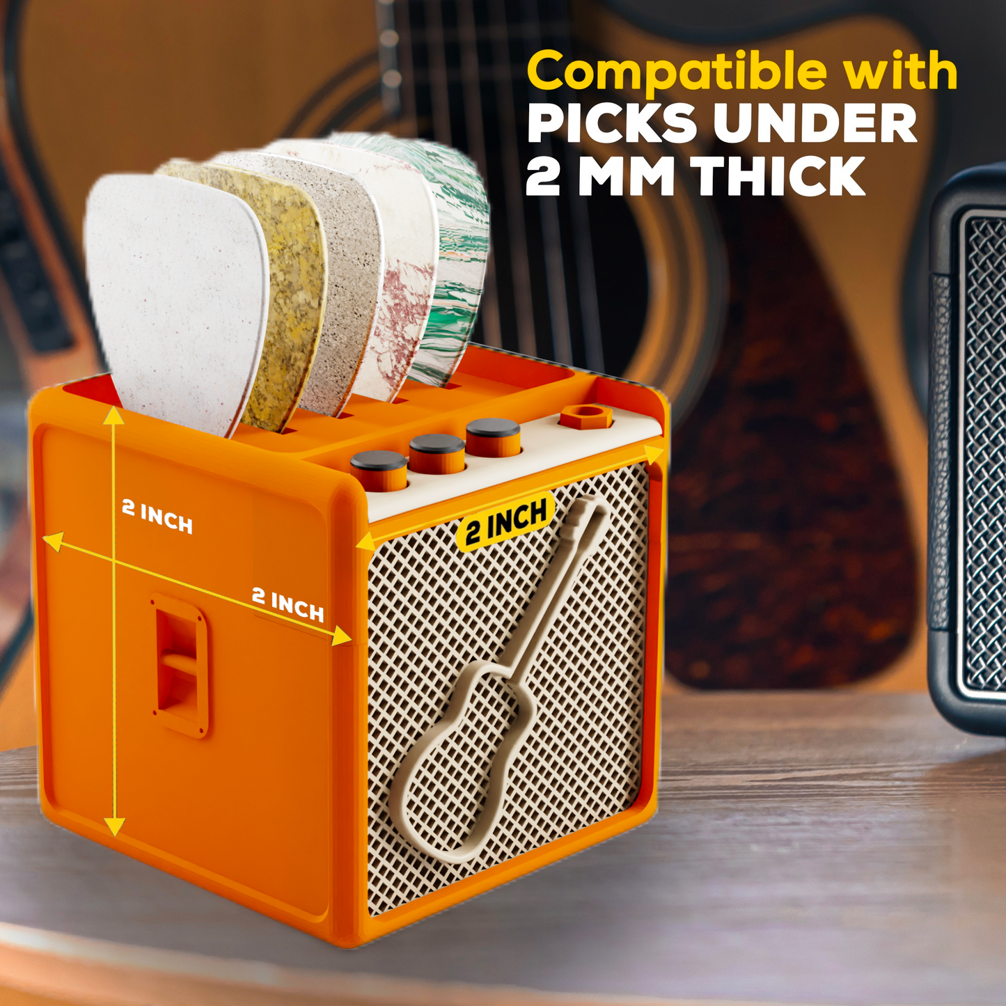 Guitar Pick Display Holder - Stylish Organizer for Music Enthusiasts and Musicians (Orange)