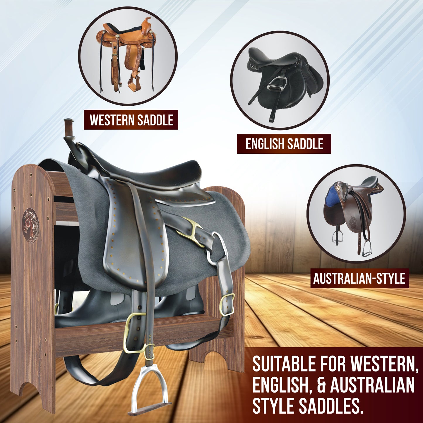 HOTCAN Pine Wood Saddle Rack – Ideal Saddle Stand for Western Saddles and Horse Tack Organizers, Suitable for Displaying Trophy Saddles at Home (Burnt)
