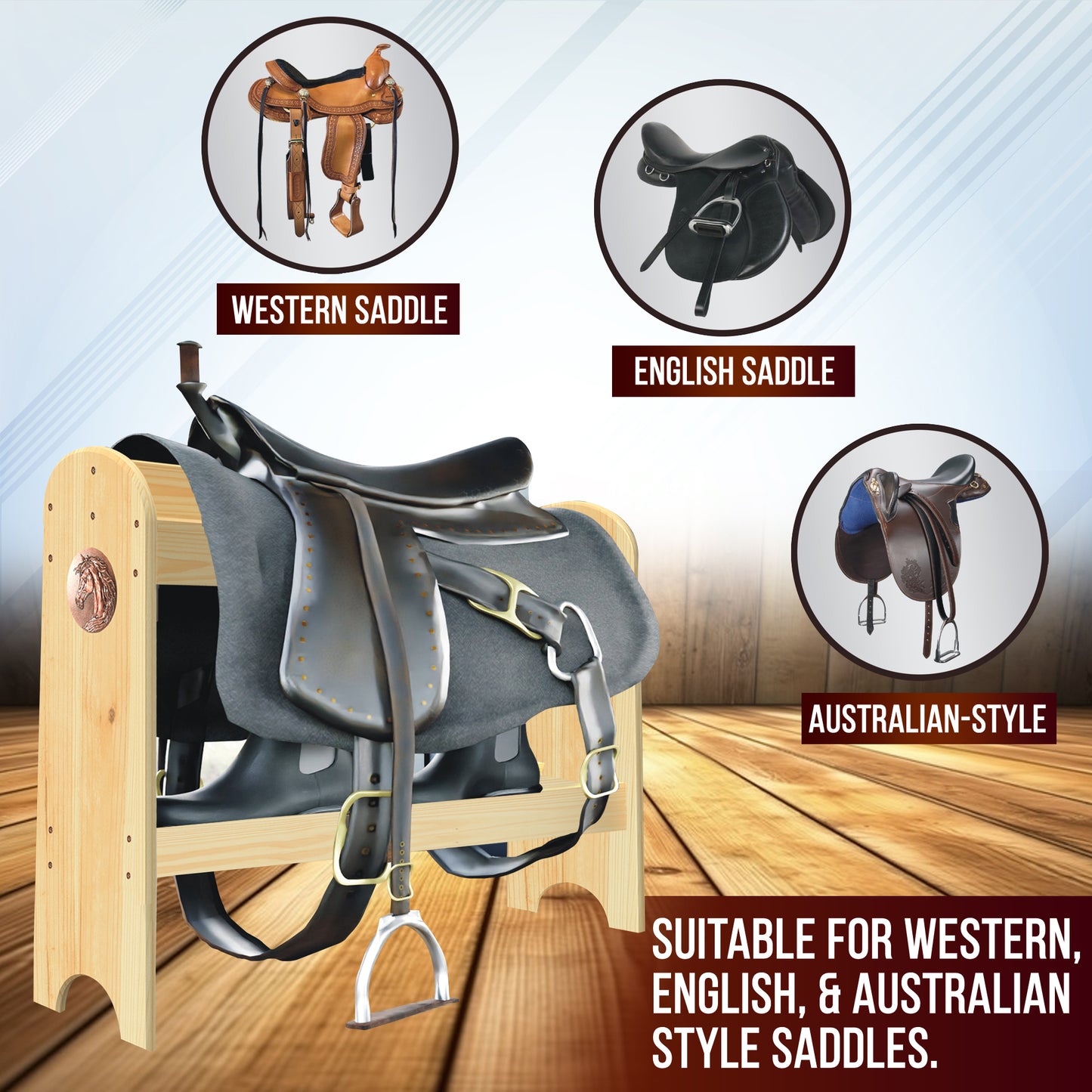 HOTCAN Pine Wood Saddle Rack – Ideal Saddle Stand for Western Saddles and Horse Tack Organizers, Suitable for Displaying Trophy Saddles at Home (Natural)