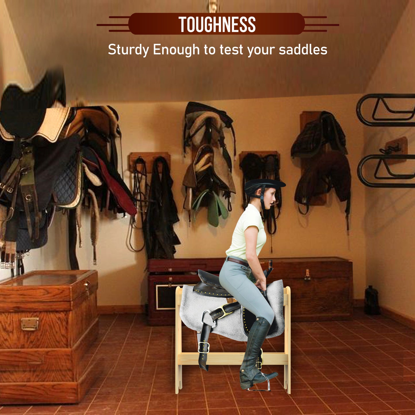 HOTCAN Pine Wood Saddle Rack – Ideal Saddle Stand for Western Saddles and Horse Tack Organizers, Suitable for Displaying Trophy Saddles at Home (Natural)