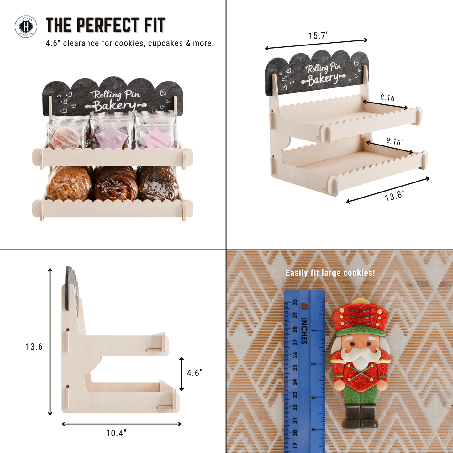 Cookie Display Stand for Bakers & Vendors - Wooden Cookie Stand with Chalkboard Sign for Market Booths, Craft Fairs & Events - Tiered Cookie Display for Cupcakes, Muffins & Pastries (Natural)-2 Tier