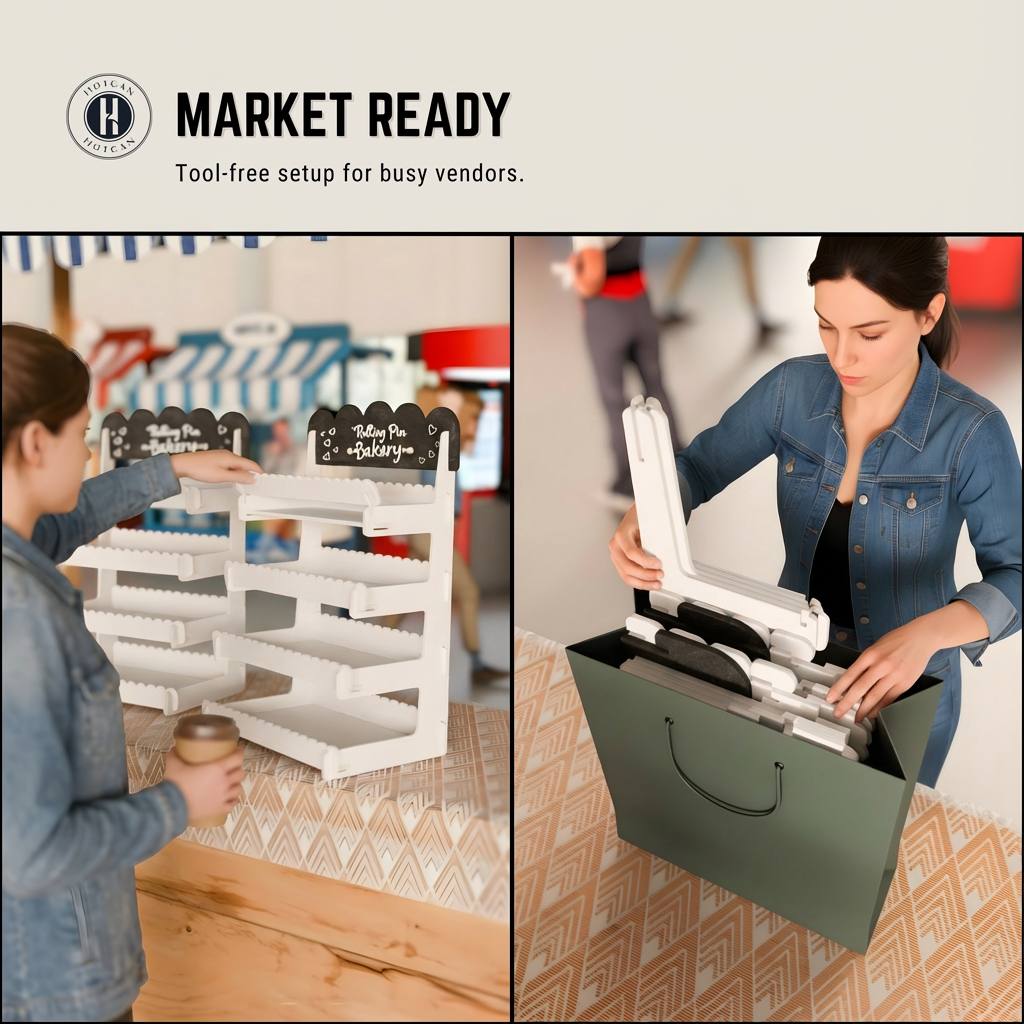 Cookie Display Stand for Bakers & Vendors - Wooden Cookie Stand with Chalkboard Sign for Market Booths, Craft Fairs & Events - Tiered Cookie Display for Cupcakes, Muffins & Pastries 4 Tier (White)