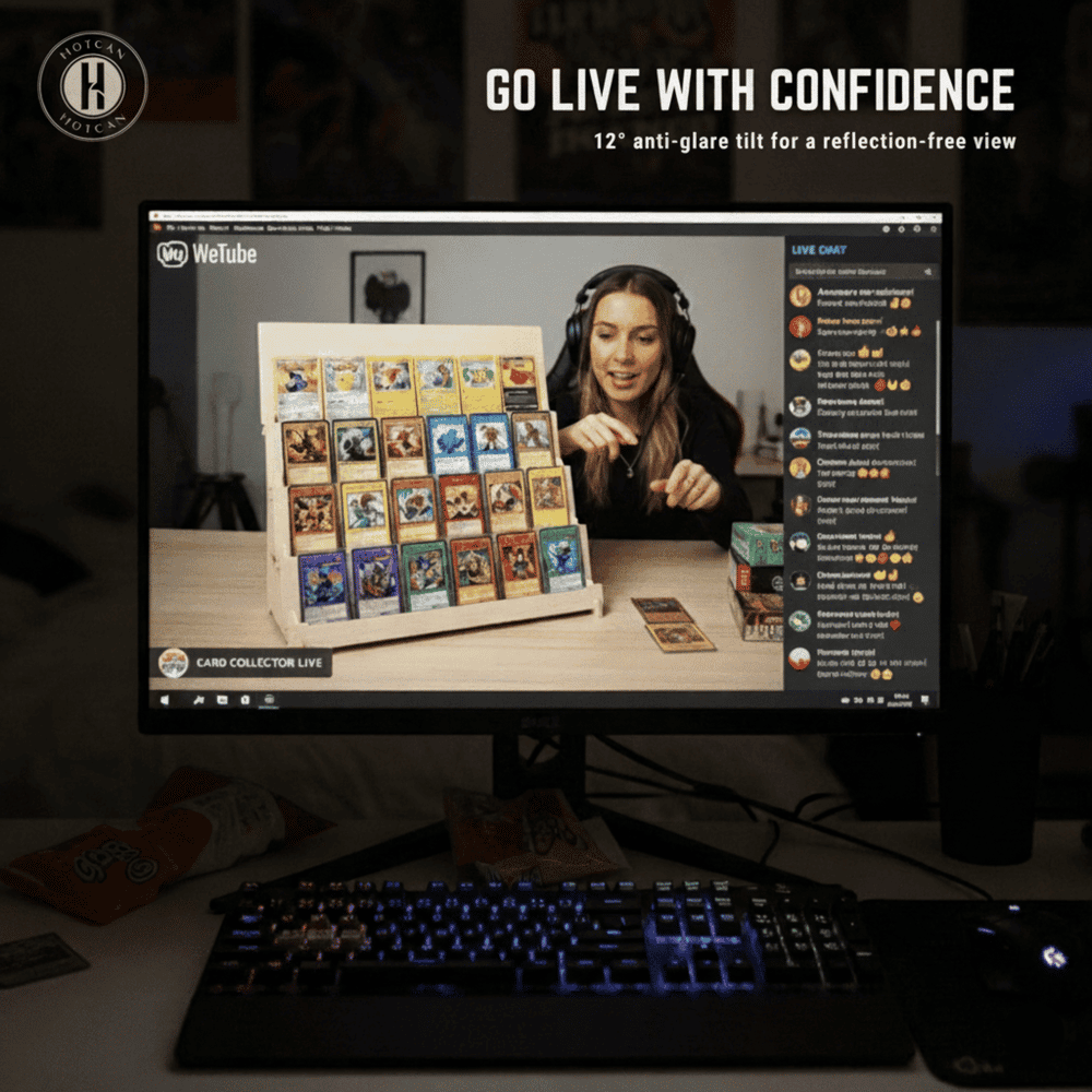 Wood Graded Card Display Stand for Collectors & Flippers - Sleek Tiered Trading Card Display Stand for Shows & Events - Stable On the Go Card Stand for Displaying Sports, TCG & Collectible Card Slabs (24 Cards)