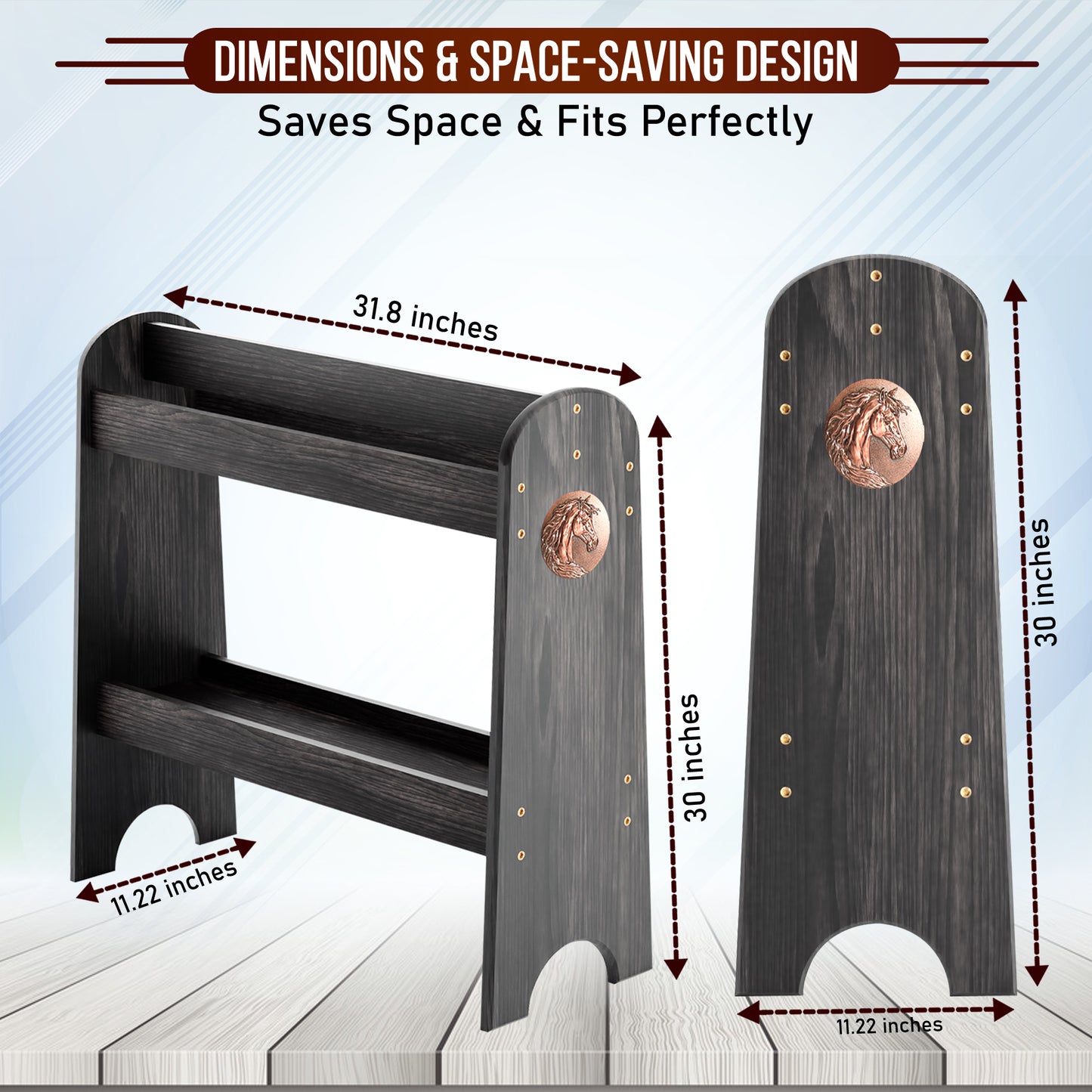 HOTCAN Pine Wood Saddle Rack – Ideal Saddle Stand for Western Horse Gear and Horse Tack Organizers, Suitable for Displaying Trophy Tack at Home (Black)