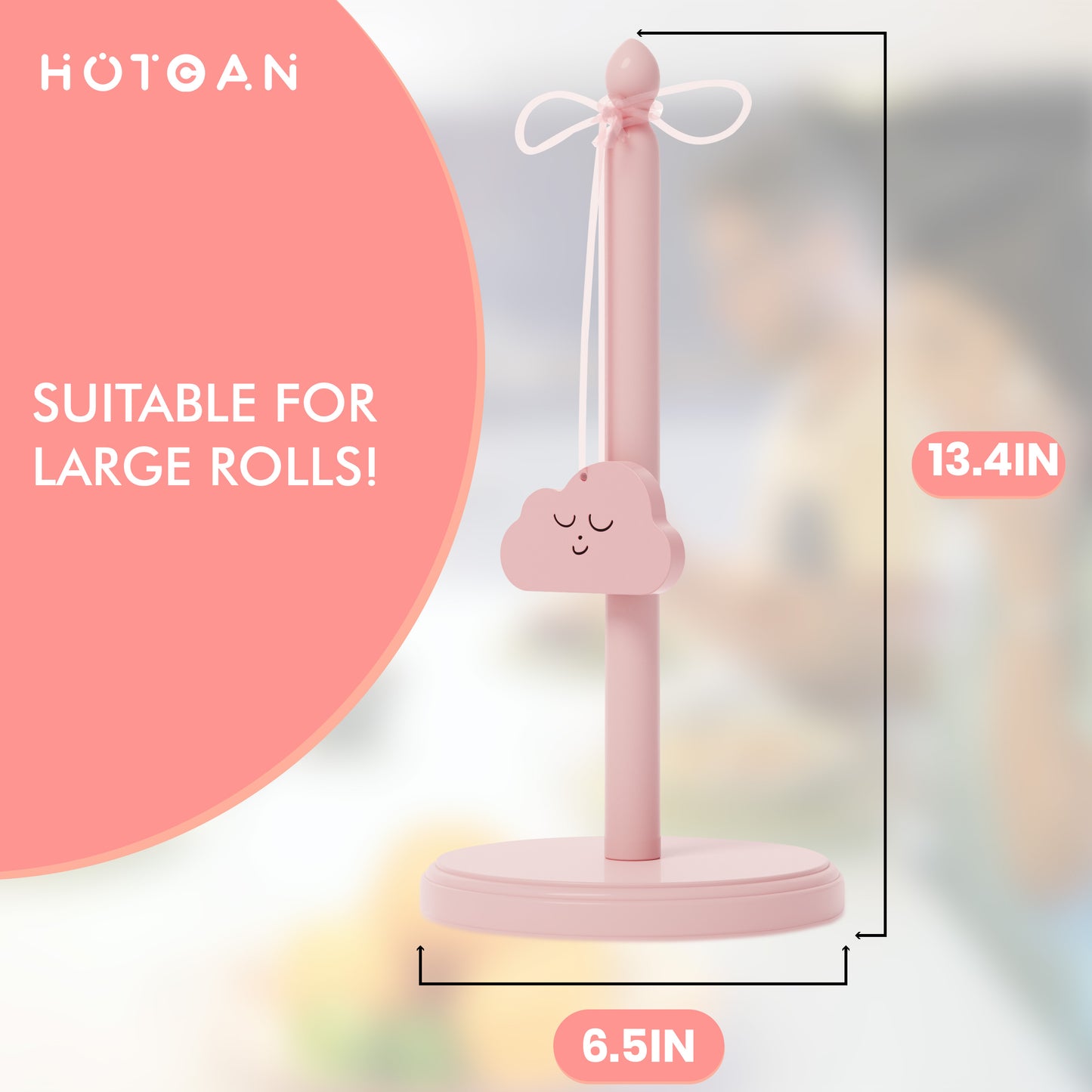 HOTCAN Pink Paper Towel Holder for Countertop, Cute Paper Towel Holder with Beer Bottle Opener, Pink Kitchen Accessories Made of Beech Wood, Pink Home Decor, Windproof Design for Outdoor Use