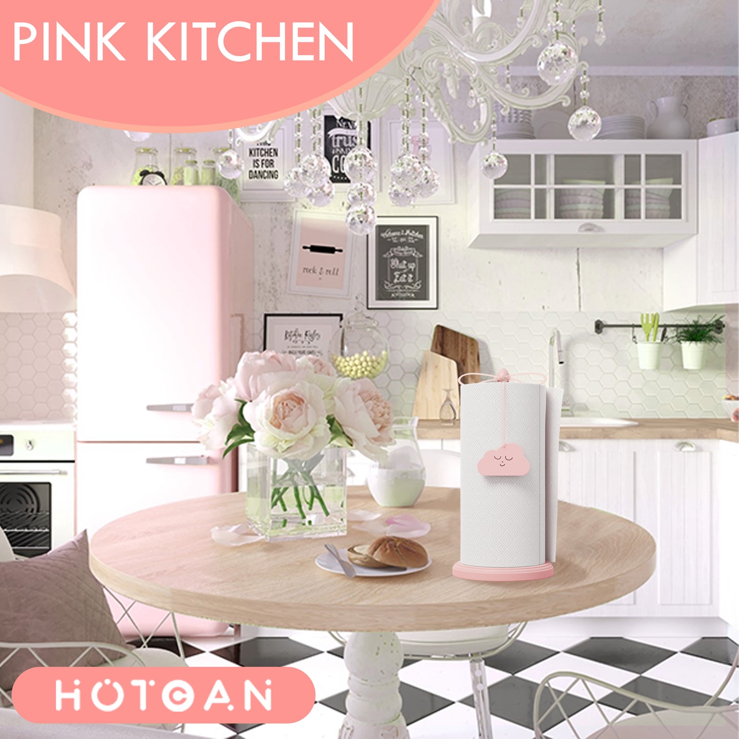 Pink Flamingo Kitchen Dining Paper Towel Holder Dispenser Tabletop Decor